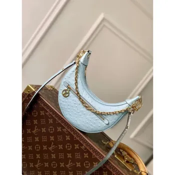 LV N85900 Louis Vuitton Loop Pm Taška z pštrosí kůže Modrý lesk