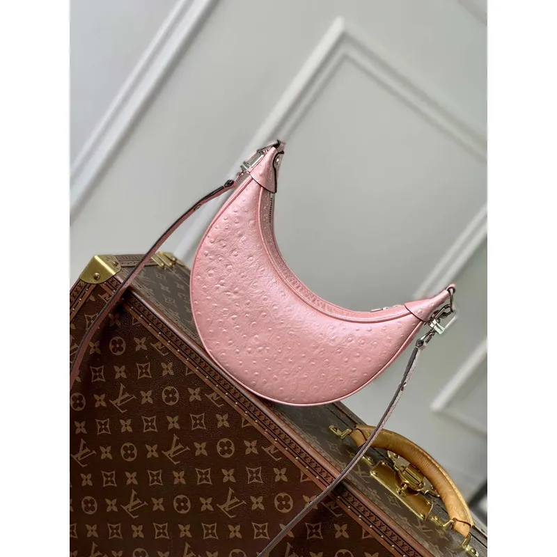 LV N85900 Louis Vuitton Loop Pm Taška z pštrosí kůže Růžový lesk