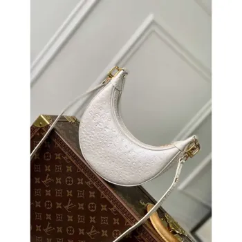 LV N85900 Louis Vuitton Loop Pm Taška z pštrosí kůže Bílá perla
