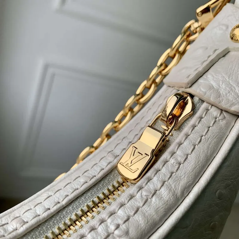 LV N85900 Louis Vuitton Loop Pm Taška z pštrosí kůže Bílá perla