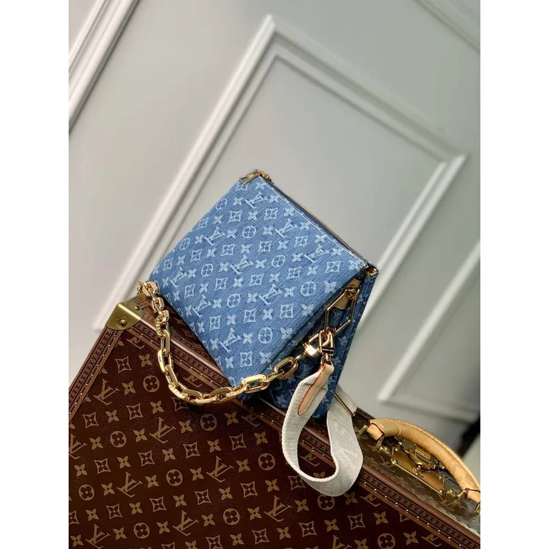 LV M24564 Louis Vuitton Coussin PM Kabelka z jehněčí kůže námořnická modrá