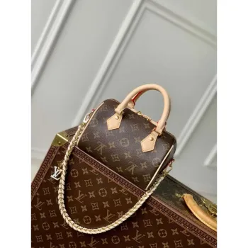 LV M46970 Louis Vuitton SPEEDY 18 LV&I Monogram Dune Coated Canvas Taška Hnědá