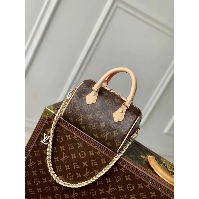 LV M46970 Louis Vuitton SPEEDY 18 LV&I Monogram Dune Coated Canvas Taška Hnědá