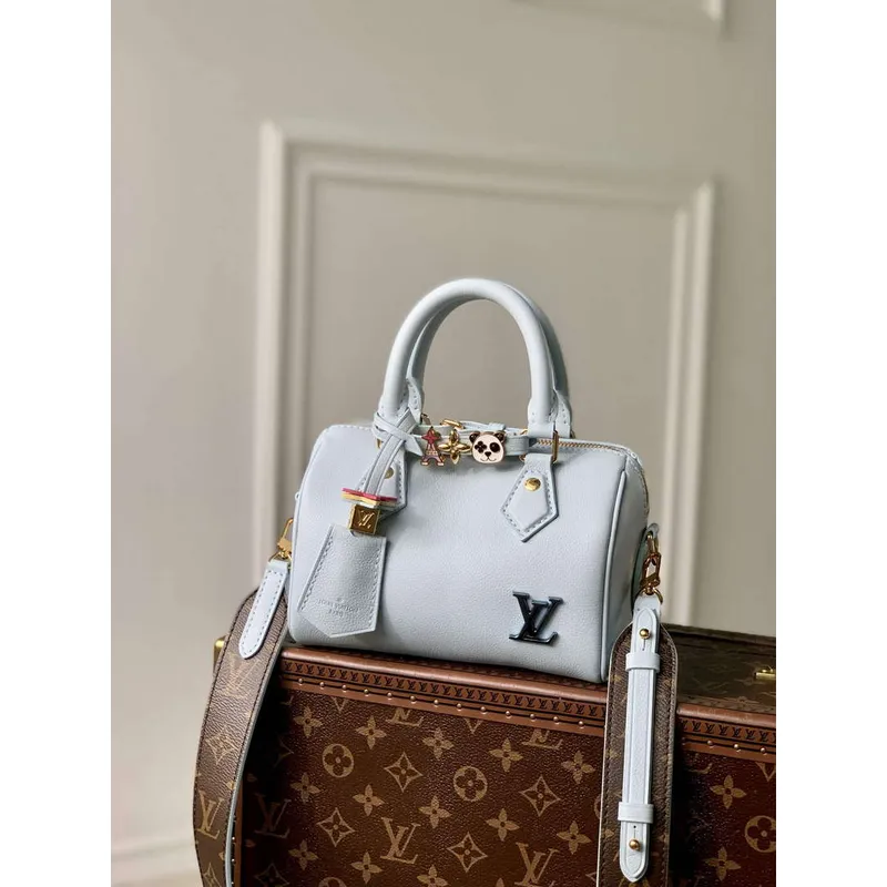 LV M24604 Louis Vuitton SPEEDY 18 LV&I Kabelka z telecí kůže Olympijská modrá