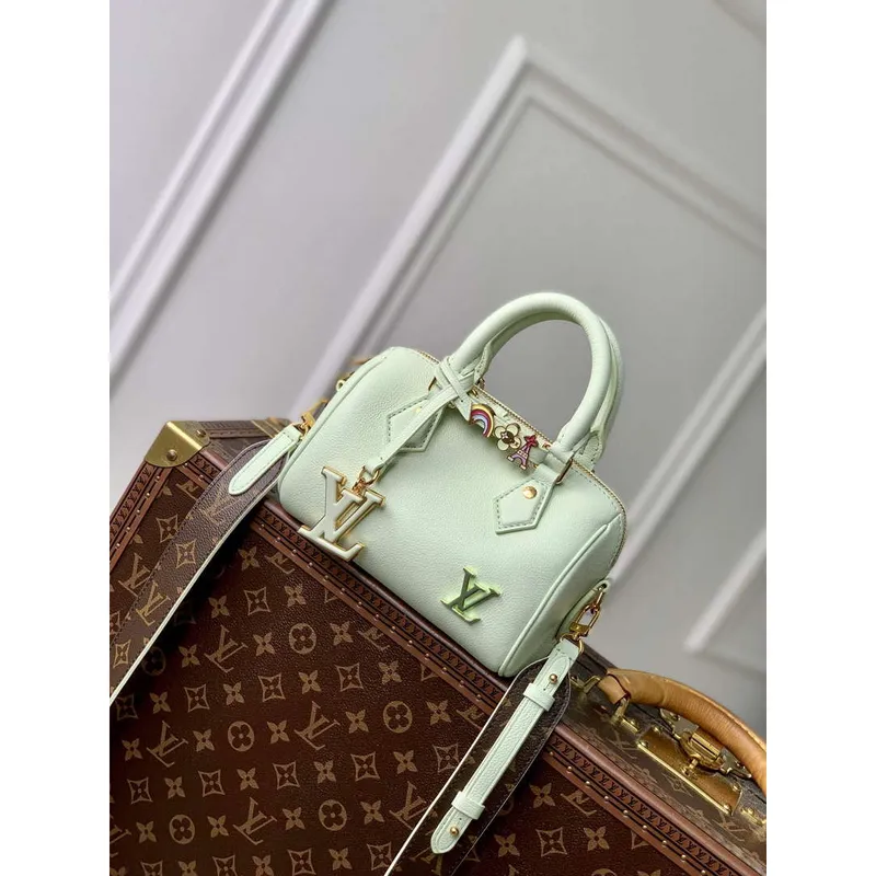 LV M24605 Louis Vuitton SPEEDY 18 LV&I Kabelka z telecí kůže Matcha Green