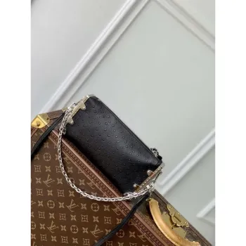 LV M25445 Louis Vuitton Slim Trunk Bag Pštrosí vzor Černá