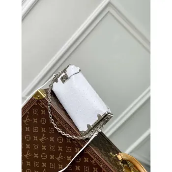 LV M25445 Louis Vuitton Slim Trunk Bag Pštrosí vzor Bílá