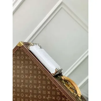 LV M25445 Louis Vuitton Slim Trunk Bag Pštrosí vzor Bílá