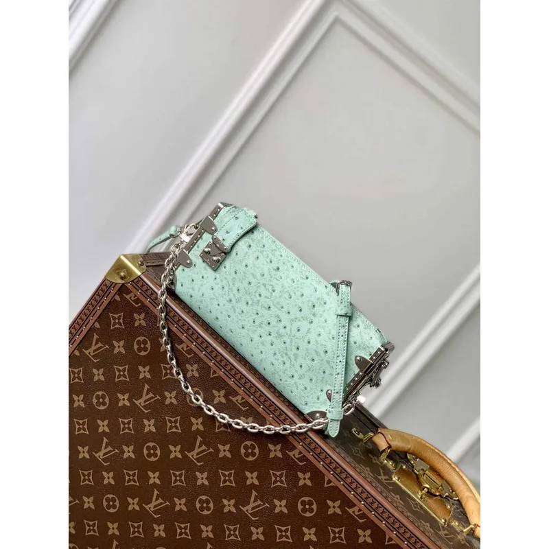 LV M25445 Louis Vuitton Slim Trunk Bag vzor pštrosa ovocná zelená