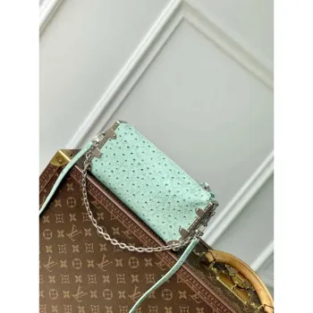 LV M25445 Louis Vuitton Slim Trunk Bag vzor pštrosa ovocná zelená