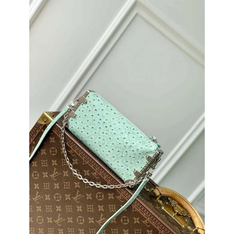 LV M25445 Louis Vuitton Slim Trunk Bag vzor pštrosa ovocná zelená
