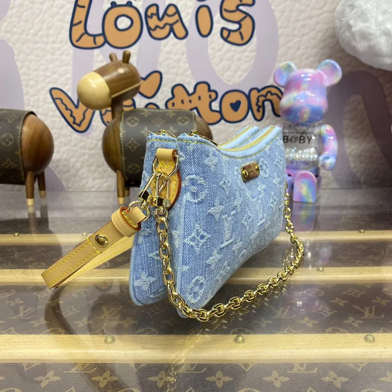 LV M83532 Louis Vuitton Liv Pochette Monogram Denim Taška Nebeská Modrá