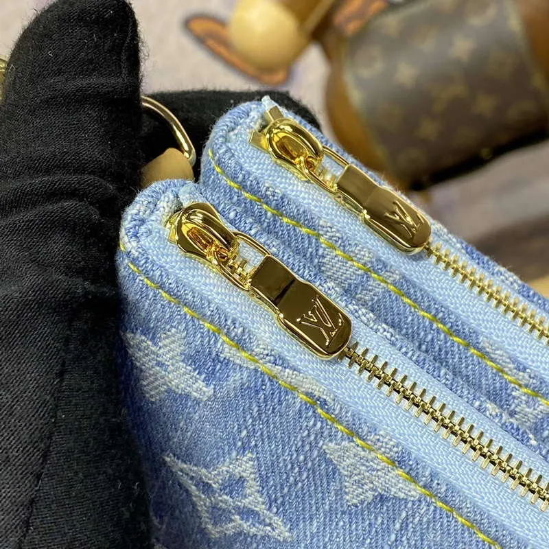 LV M83532 Louis Vuitton Liv Pochette Monogram Denim Taška Nebeská Modrá
