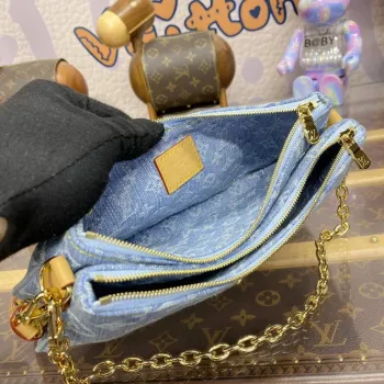 LV M83532 Louis Vuitton Liv Pochette Monogram Denim Taška Nebeská Modrá