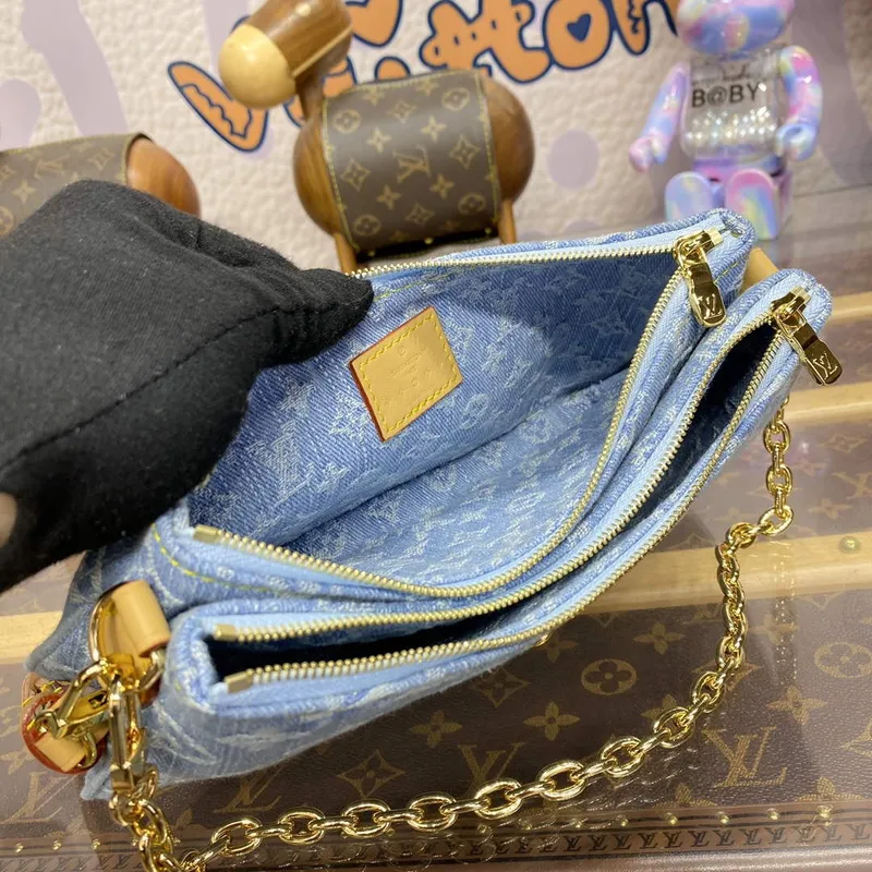 LV M83532 Louis Vuitton Liv Pochette Monogram Denim Taška Nebeská Modrá
