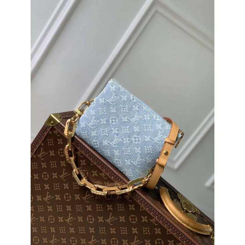 LV M11401 Louis Vuitton Coussin BB Kabelka Nebeská Modrá Džínovina