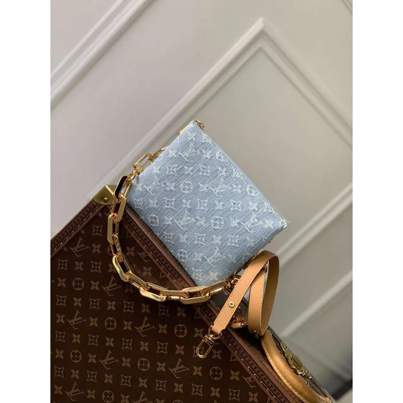 LV M11401 Louis Vuitton Coussin BB Kabelka Nebeská Modrá Džínovina