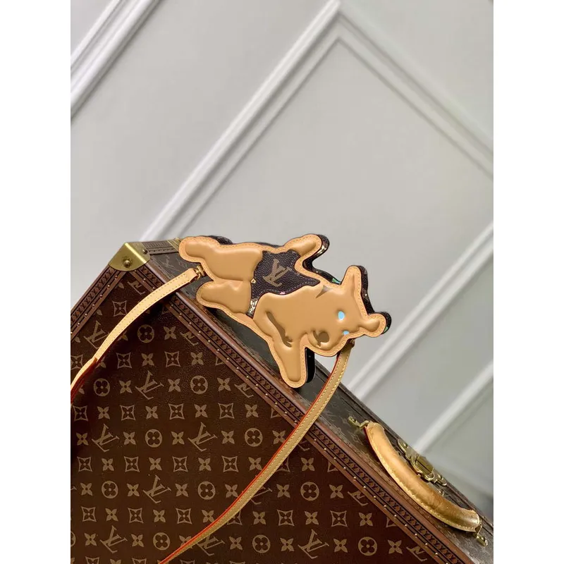 LV M83342 Louis Vuitton Hravý pes na popruhu nositelná peněženka čokoládová