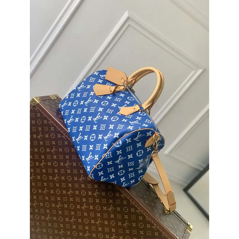 LV M24418 Louis Vuitton Speedy P9 Bandoulière 40 Taška Monogram Kůže Modrá