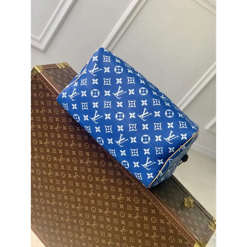 LV M24418 Louis Vuitton Speedy P9 Bandoulière 40 Taška Monogram Kůže Modrá