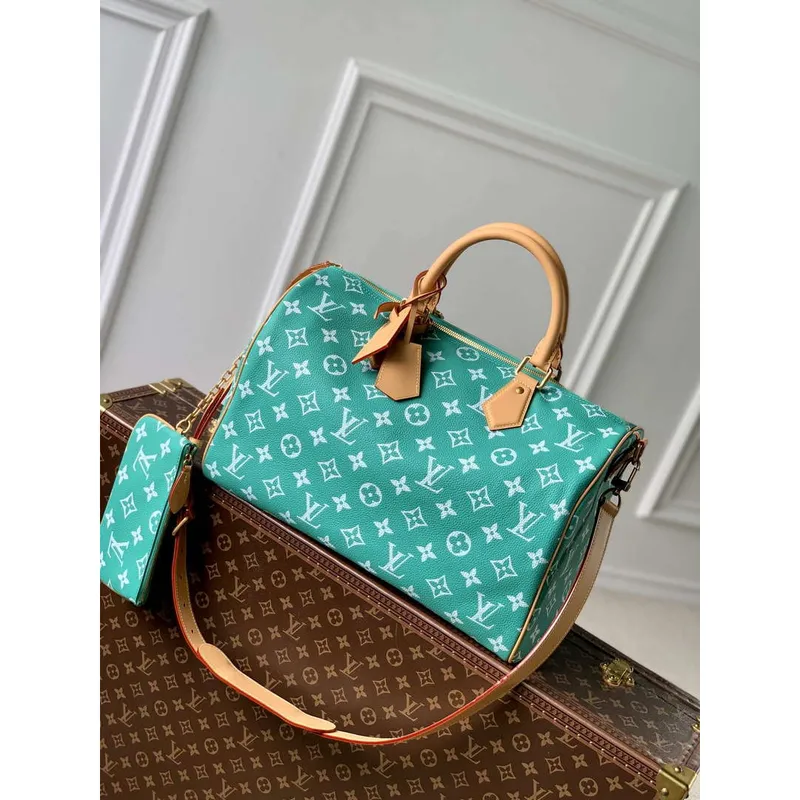 LV M24417 Louis Vuitton Speedy P9 Bandoulière 40 Taška Monogram Kůže Světle Zelená