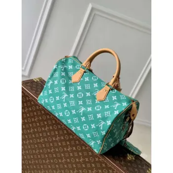 LV M24417 Louis Vuitton Speedy P9 Bandoulière 40 Taška Monogram Kůže Světle Zelená