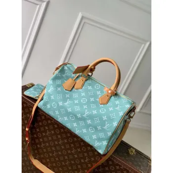 LV M24417 Louis Vuitton Speedy P9 Bandoulière 40 Taška Monogram Kůže Světle Modrá