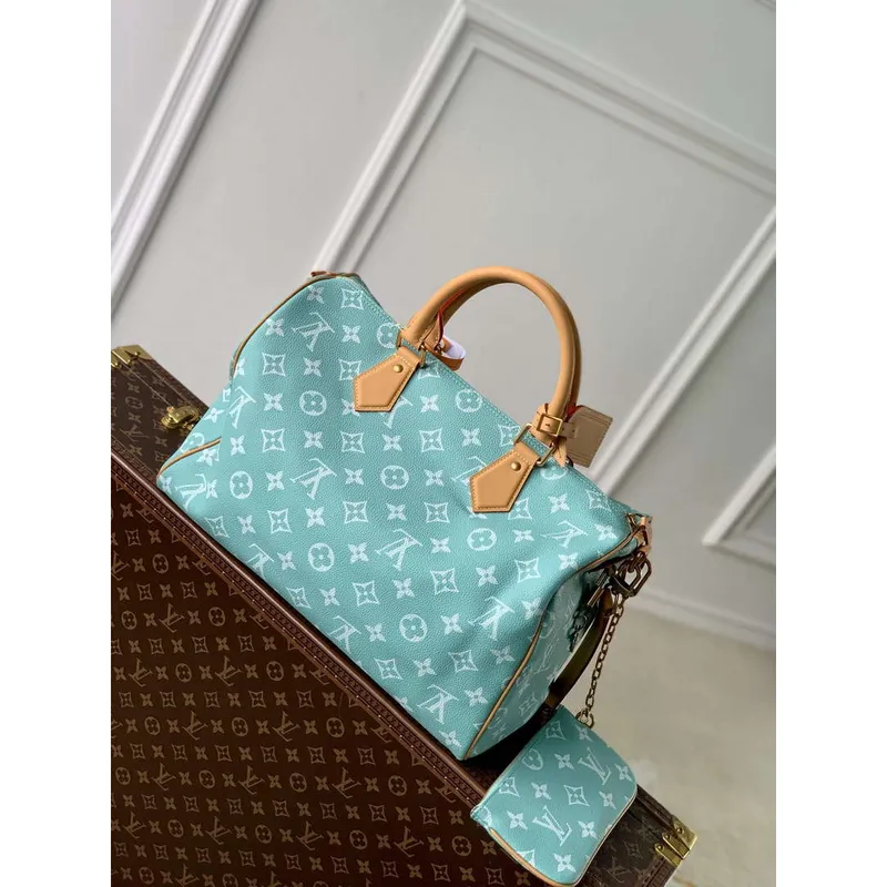 LV M24417 Louis Vuitton Speedy P9 Bandoulière 40 Taška Monogram Kůže Světle Modrá