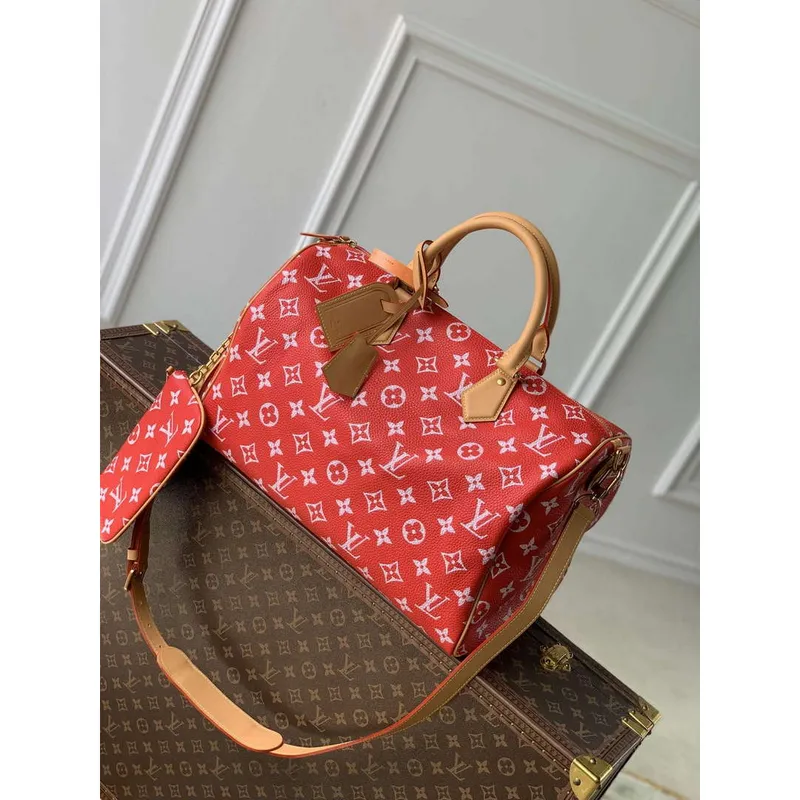 LV M24420 Louis Vuitton Speedy P9 Bandoulière 40 Taška Monogram Kůže Červená