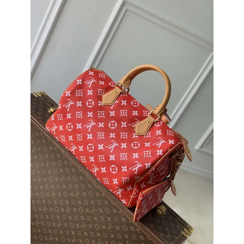 LV M24420 Louis Vuitton Speedy P9 Bandoulière 40 Taška Monogram Kůže Červená