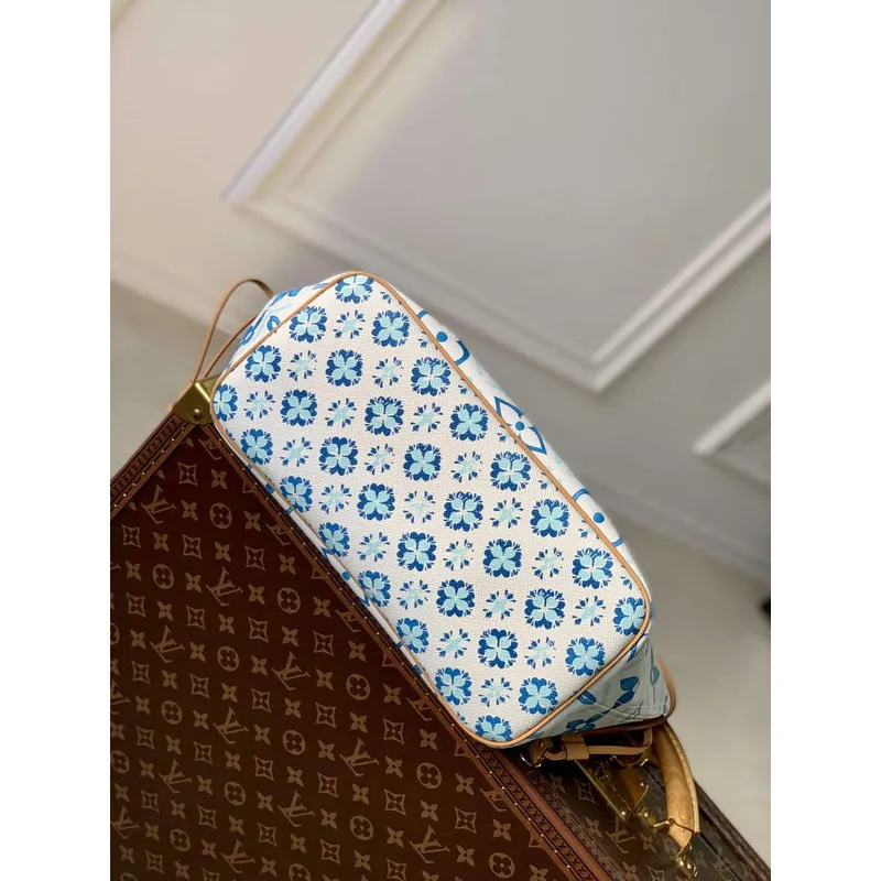 LV M11263 Louis Vuitton Neverfull MM Tote Bag Lagunově modrá