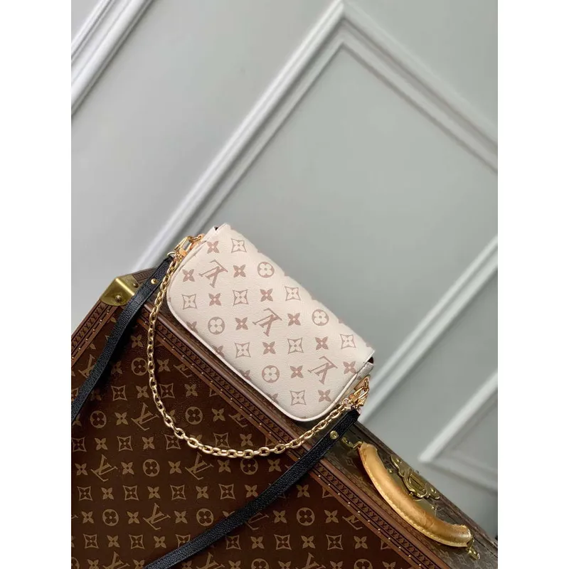 LV M83091 Louis Vuitton Peněženka na řetízku Ivy Mini Taška Monogram Dune potažená plátnem