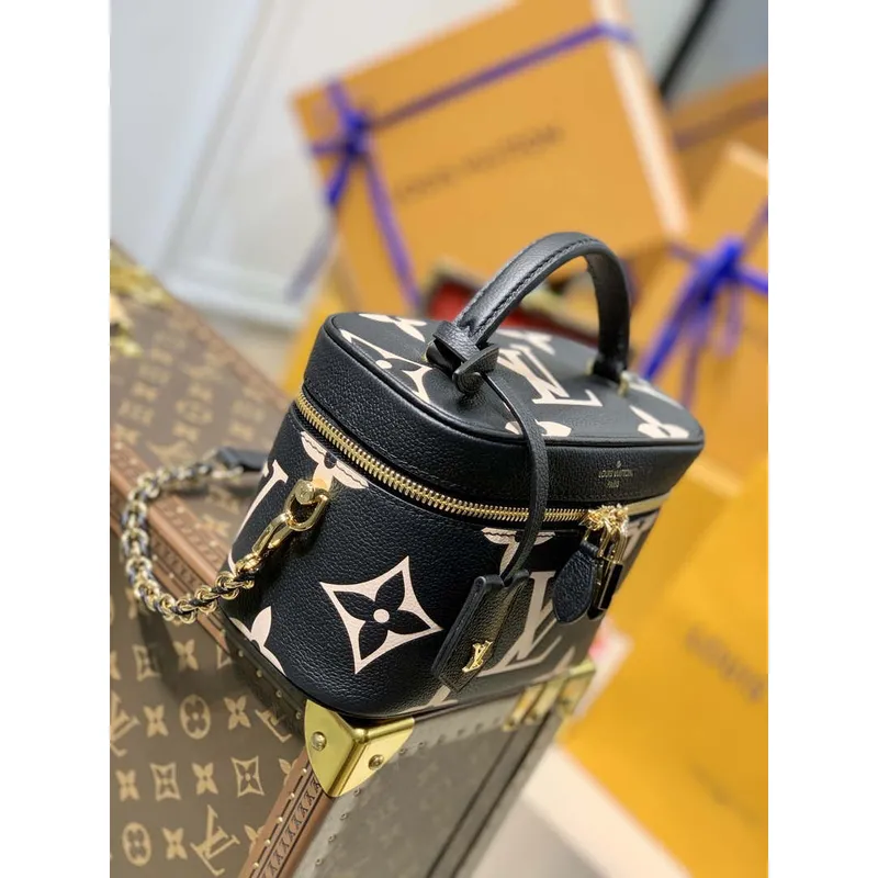 Louis Vuitton LV M45780 Nice Mini Vanity Case Monogram plátno Černá Krémová