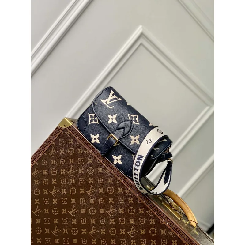 LV M47161 Louis Vuitton Diane Monogram Empreinte Kůže Černá s Camel