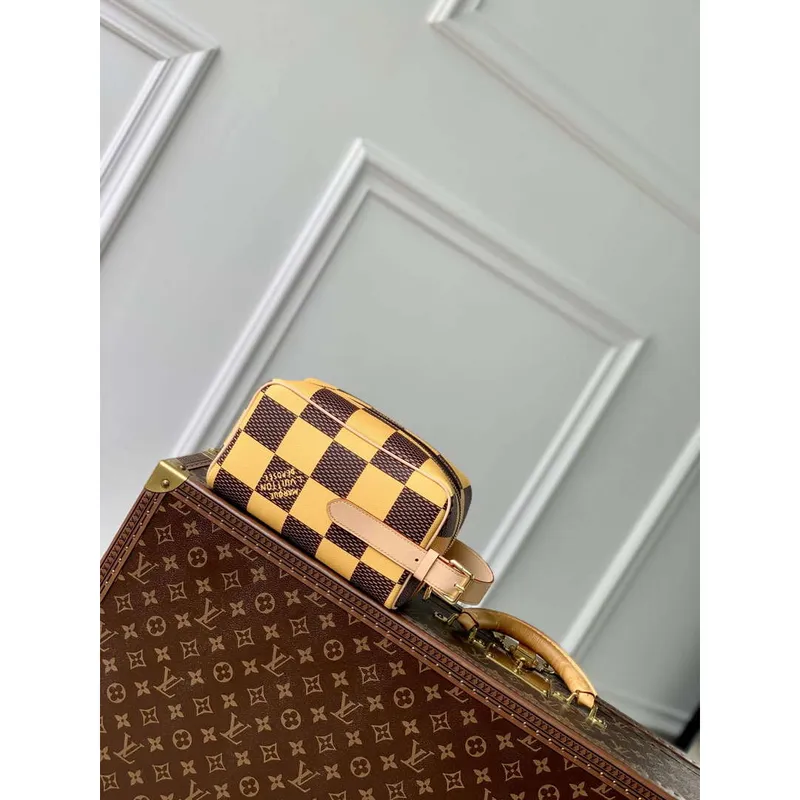 LV N40567 Louis Vuitton Locker Dopp Kit Taška Žlutá Damier Jiná