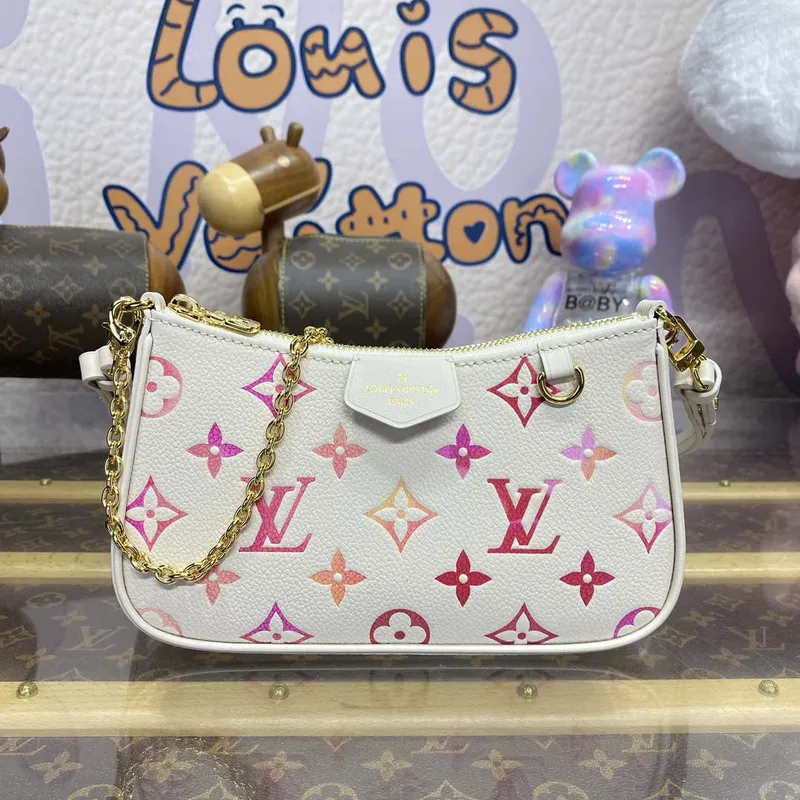 LV M83448 Louis Vuitton Easy Pouch On Strap Bag Monogram Empreinte Crame Růžová