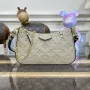 LV M81862 Louis Vuitton Easy Pouch On Strap Bag Monogram empreinte Tourterelle Béžová