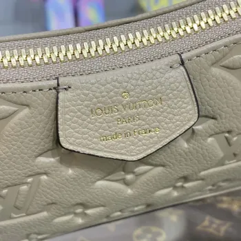 LV M81862 Louis Vuitton Easy Pouch On Strap Bag Monogram empreinte Tourterelle Béžová