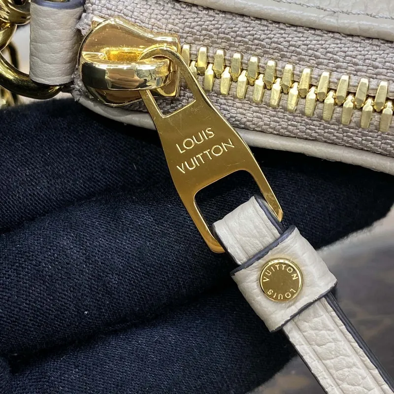 LV M81862 Louis Vuitton Easy Pouch On Strap Bag Monogram empreinte Tourterelle Béžová