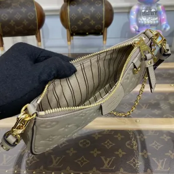 LV M81862 Louis Vuitton Easy Pouch On Strap Bag Monogram empreinte Tourterelle Béžová