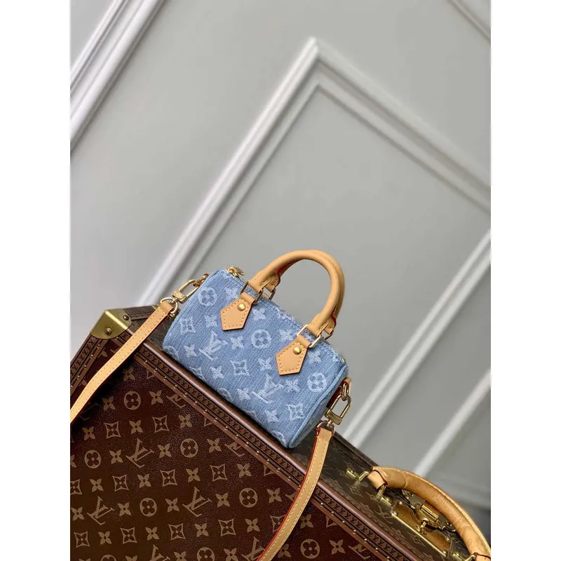 LV M11212 Louis Vuitton Nano Speedy taška světle modrá Monogram denim