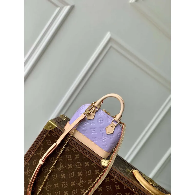 LV M82974 Louis Vuitton Nano Alma Kabelka Lesklá Levandulová