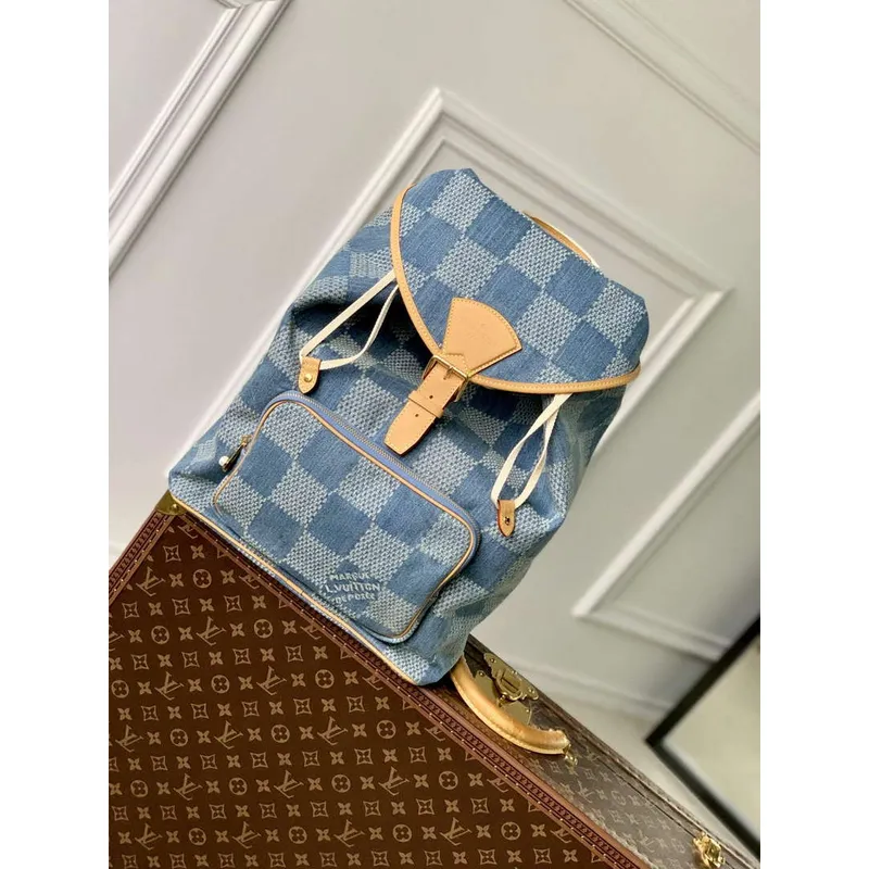 LV N40708 Batoh Louis Vuitton Montsouris Modrý