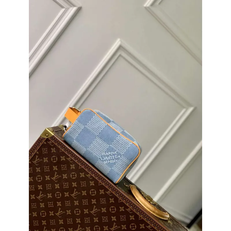 LV N40753 Louis Vuitton Locker Dopp Kit Taška Modrá