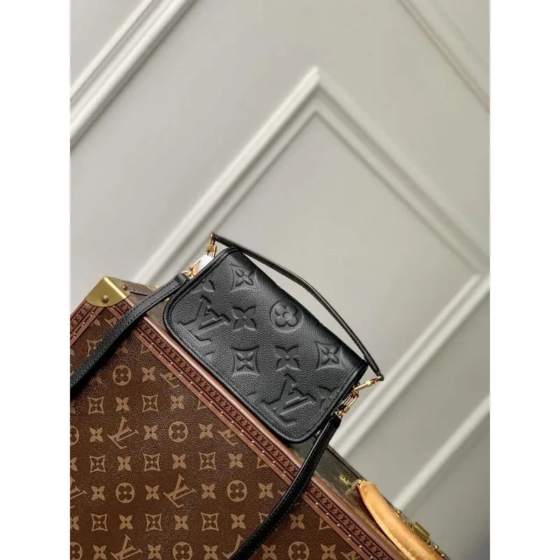 LV M83566 Louis Vuitton Nano Diane Taška Empreinte kůže Černá