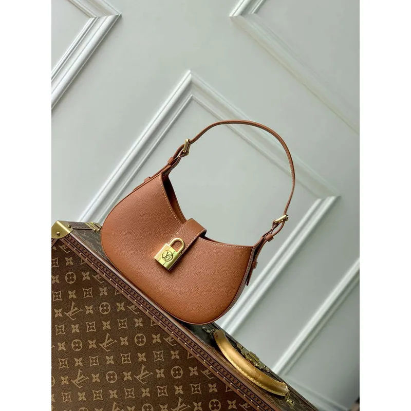LV M24885 Louis Vuitton Nízká klíčová taška přes rameno Cognac Hnědá