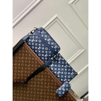 LV M24753 Louis Vuitton Trio Messenger Bag Ink Blue/Bílá