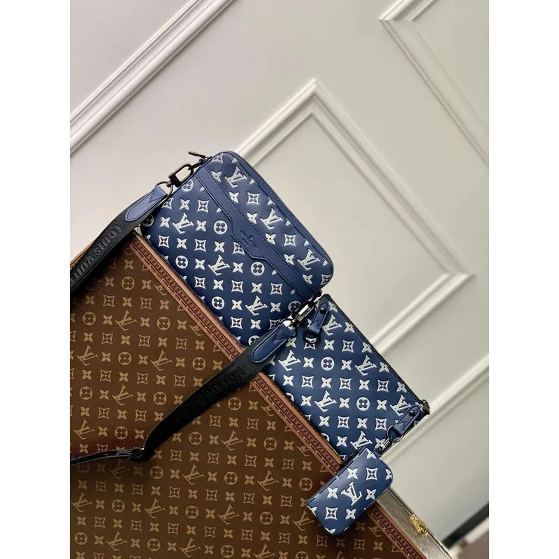 LV M24753 Louis Vuitton Trio Messenger Bag Ink Blue/Bílá