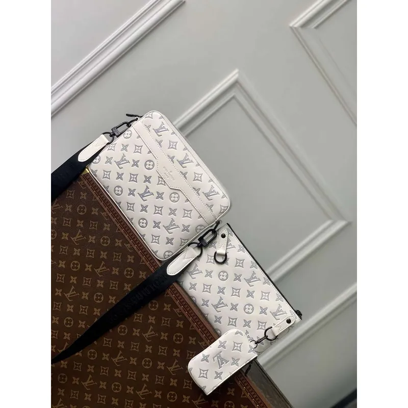 LV M24754 Louis Vuitton Trio Messenger Bag Bílá/Námořnická modrá