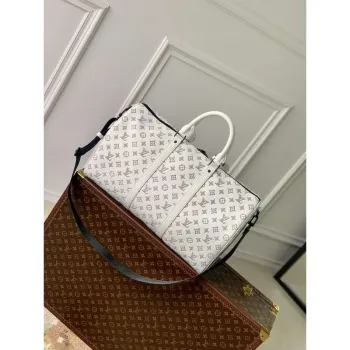 LV M24954 Louis Vuitton Keepall Bandoulière 50 Cestovní taška Bílá/Námořnická modrá